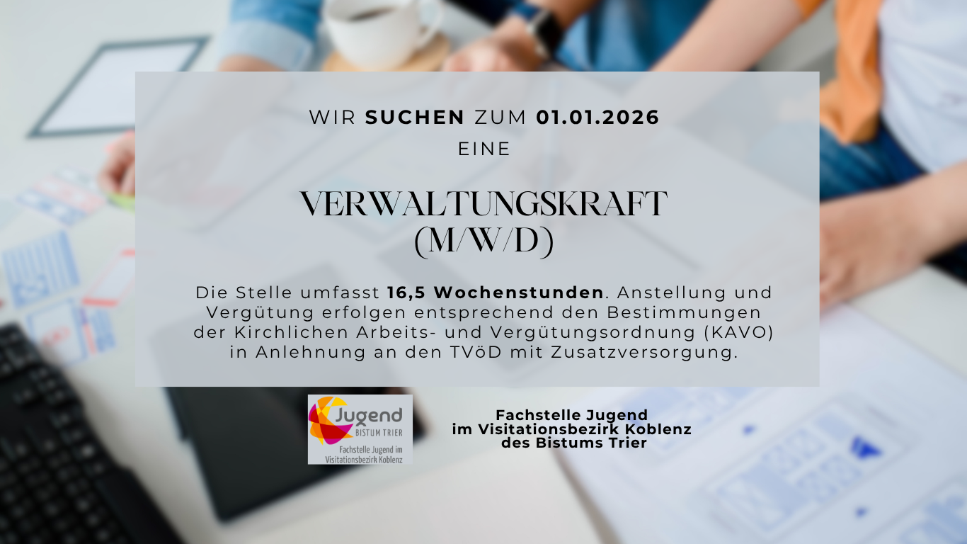 Plakat mit Informationen zur Stellenausschreibung als Verwaltungskraft